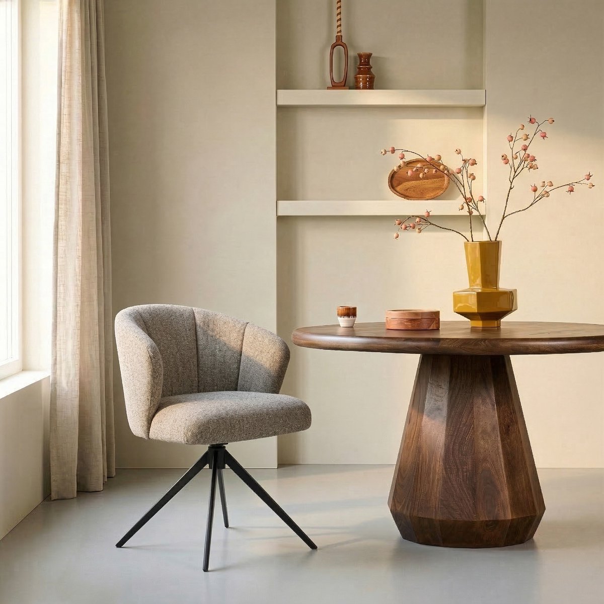Woonexpress Eetkamerstoel Trust - Draaibare Stoel - Stof Oasis Mocca - Pocketvering ARS Bruin