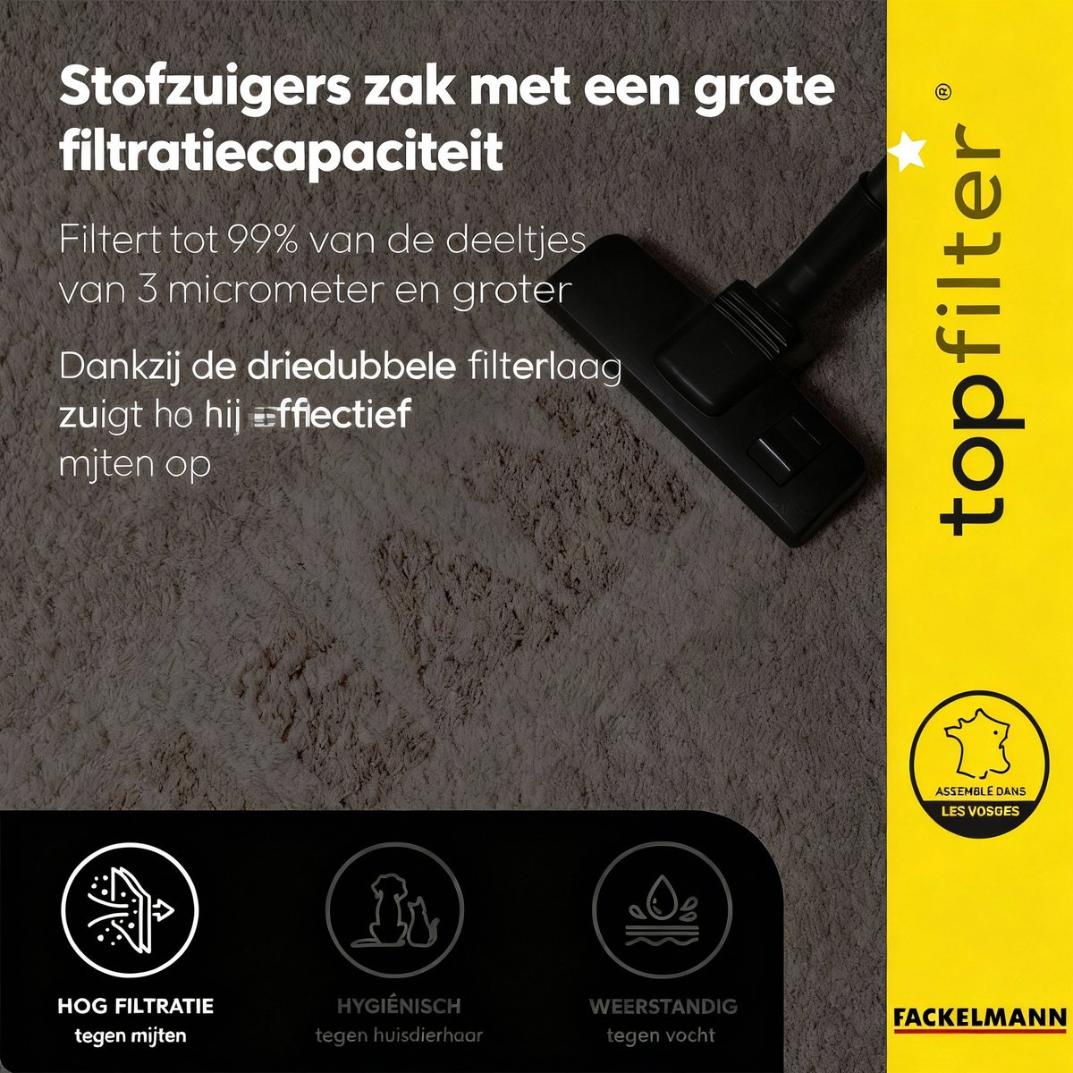 Set van 4 stofzuigerzakken Rowenta TopFilter Premium