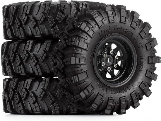 1.0 Inch RC Beadlock Velgen en Modderbanden Set voor 1/18 Rock Crawlers van Merkloos	 — afbeelding 3