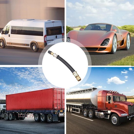 Autopomp - Verlengbuis Voor Bandenpom - Ventiel verlengstuk - Verlengslang voor luchtdruk - Geschikt voor campers, auto's, fietsen, aanhangers en transportvoertuigen - 16 cm - Zwart — afbeelding 2