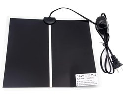 Warmtemat - Warmtemat 28 x 28 cm - 14 watt - Met regelaar - Dimmer - Voor kuikens - Reptielen - Amfibieën - Vogels - Zwart