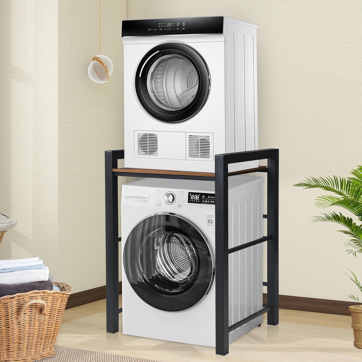 Wasrek Boven Wasmachine en Droger - Ruimtebesparende Kast met 3 Hoogtes