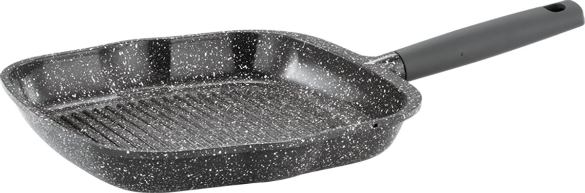 Swiss Haus® MGP28S Grillpan Inductie - Ø 28 cm - PFAS Vrij - Grill Pan Met Sapphire™ Antiaanbaklaag - Vleespan Geschikt Voor Alle Warmtebronnen - Grijs