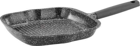 Swiss Haus® MGP28S Grillpan Inductie - Ø 28 cm - PFAS Vrij - Grill Pan Met Sapphire™ Antiaanbaklaag - Vleespan Geschikt Voor Alle Warmtebronnen - Grijs