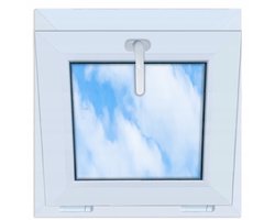 PVC-raam wit 55x55 kantelbaar 550x550 naar boven openslaand dubbelglas nieuw