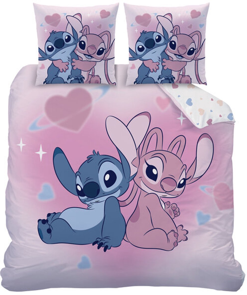 Disney Lilo & Stitch Dekbedovertrek Bisous - 240 x 220 cm + 2 x 63 x 63 cm - Katoen