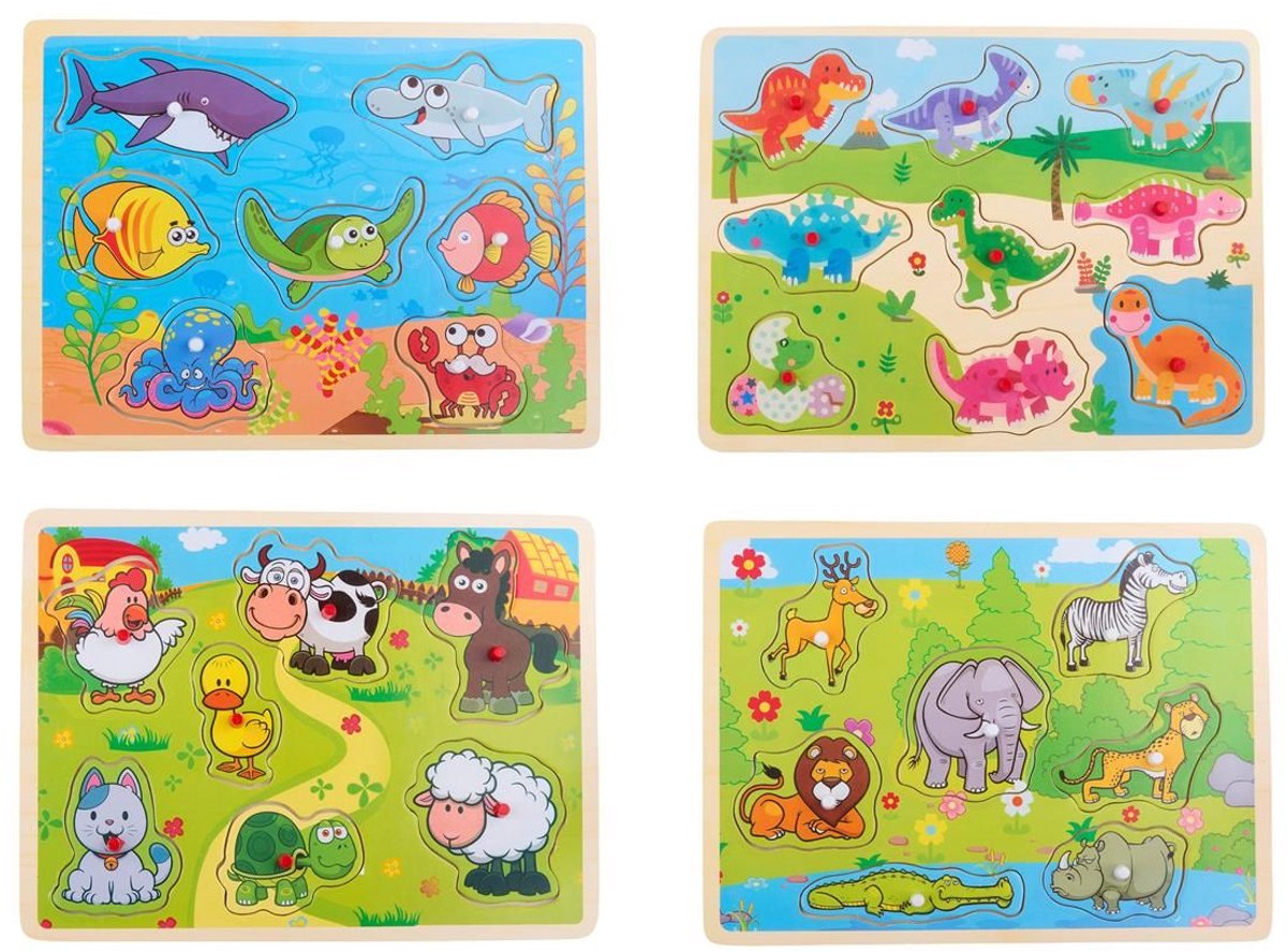 Houten Dieren Puzzel 9PCS - Puzzels - Hout - Speelgoed - Motorische Ontwikkeling - Dieren – Kleurrijk