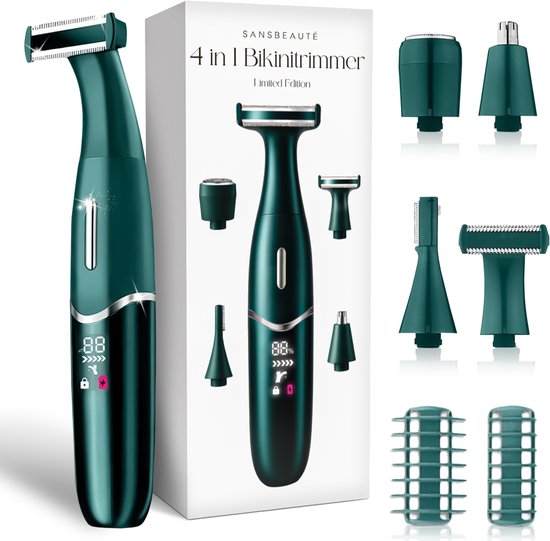 4-in-1 Bikinitrimmer - Sansbeauté® - Gezicht - Oksels - Benen - Bikinilijn - Wenkbrauw Trimmer - Gezichtsontharing Dames - Intieme Zone - Ladyshaves Bikini - Ontharingsapparaat Electrisch