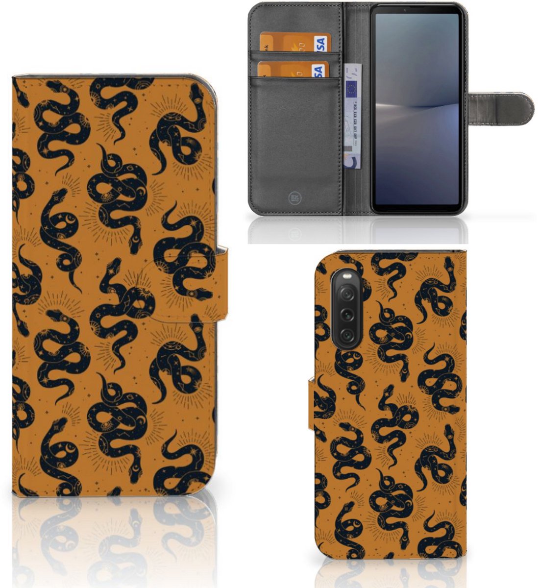 Telefoonhoesje met Pasjes voor Sony Xperia 10 V Snakes