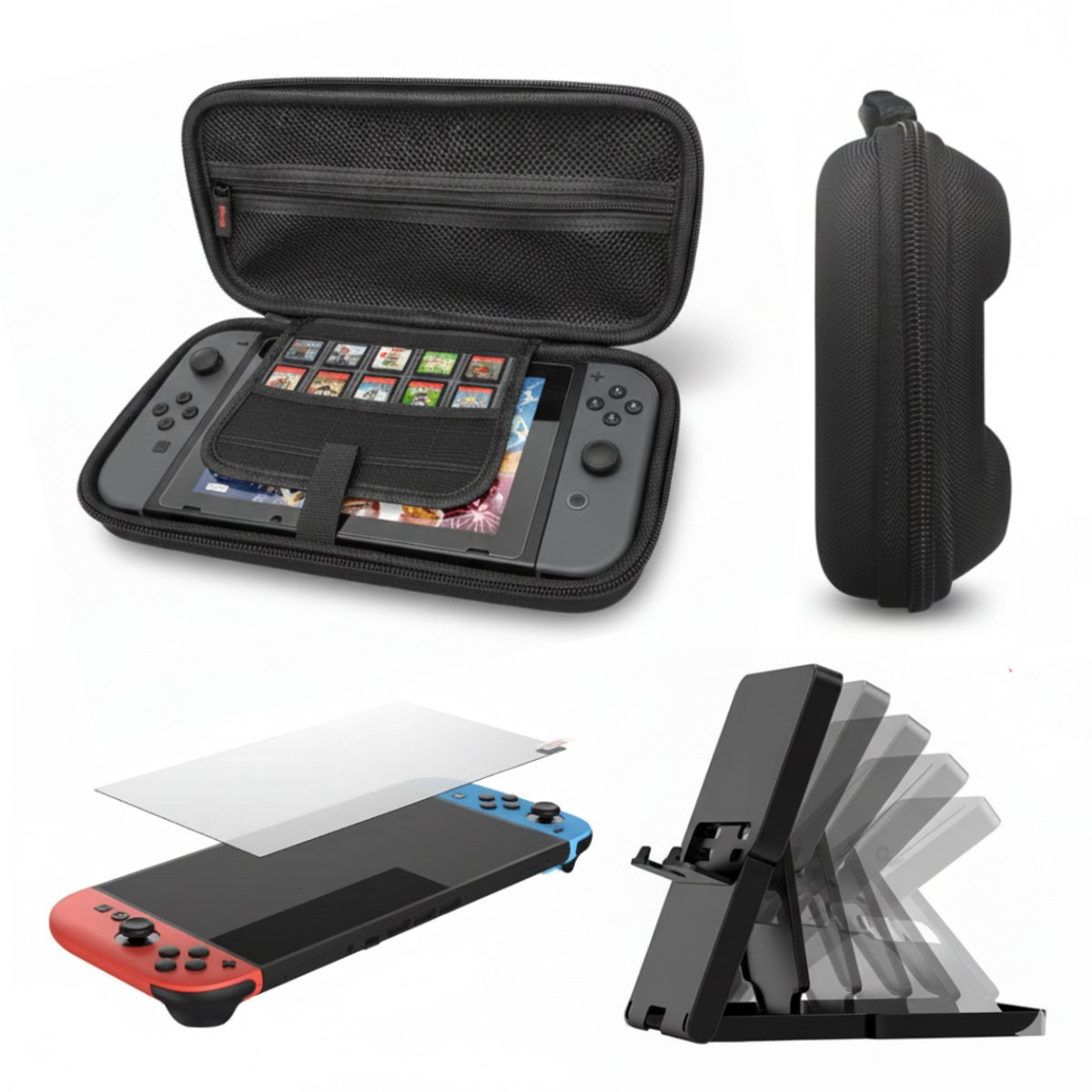 Tobey's Switch 2 Case - Inclusief Hoes, Screenprotector & Standaard - Accessoires - Beschermhoes - Zwart