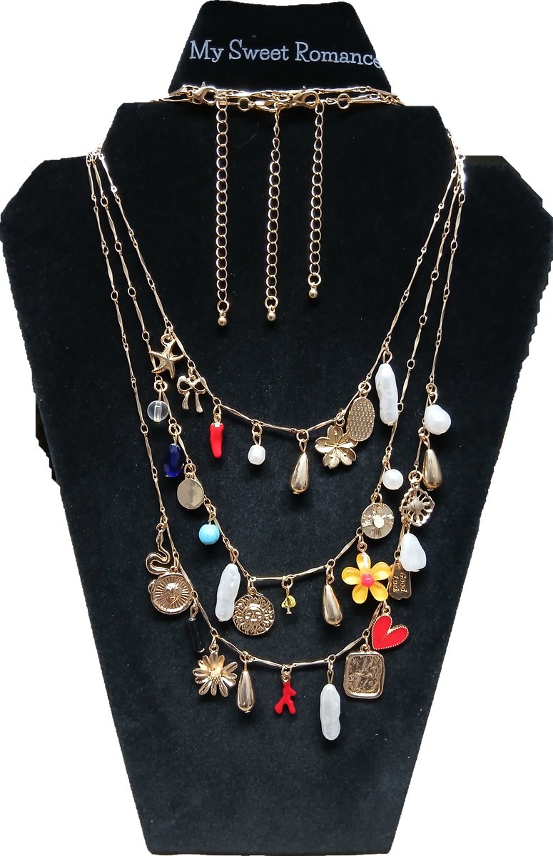 My Sweet Romance® - Dames Ketting 3-Delig - Goudkleurig met Schelpen voor een Zomerse Ibiza Look