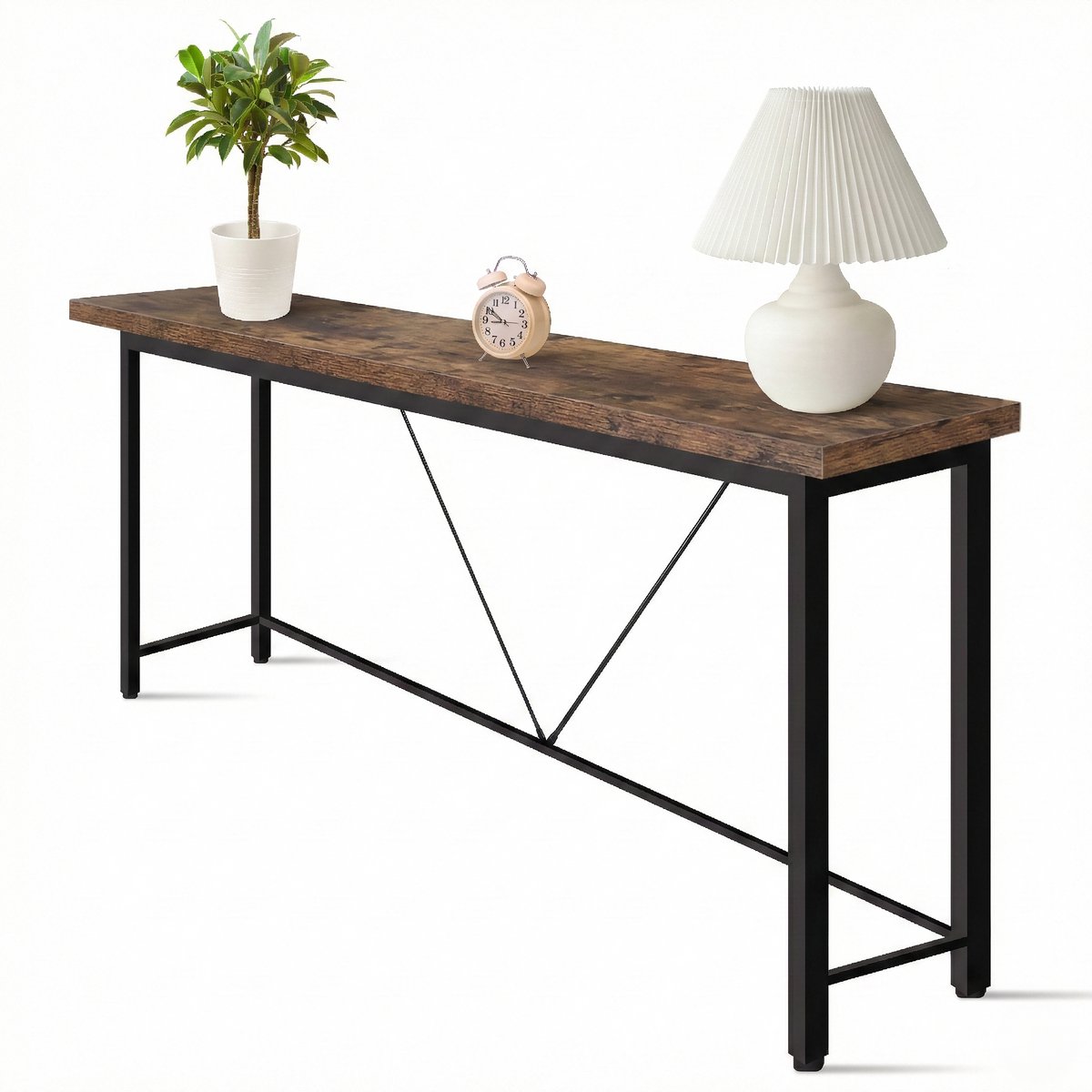 IvoQ Sidetable Bruin – Consoletafel – Haltafel – Industrieel - Smal & Stijlvol - 120x23x74