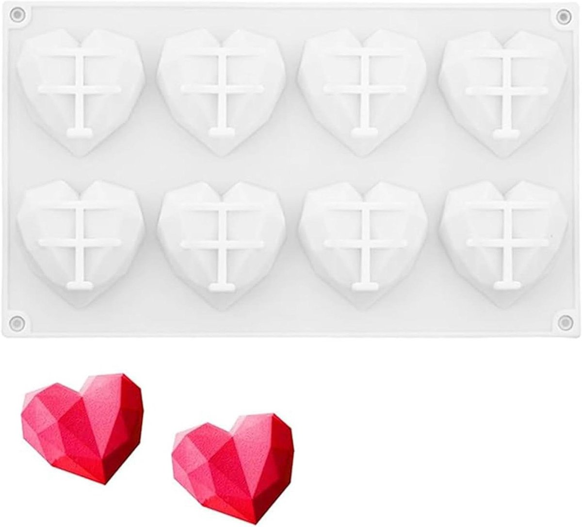 Taartvorm in hartvorm voor mousse cake, 3D liefdeshart diamantvormig