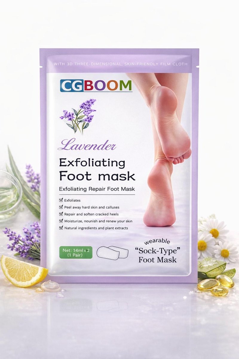 Exfoliërend Voetmasker met Lavendel – Tegen Eelt & Droge Hielen