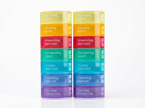 Medies - Pillendoos 7 Dagen - Medicatie Organizer - Multicolor - 2 Stuks - Handig voor Kinderen