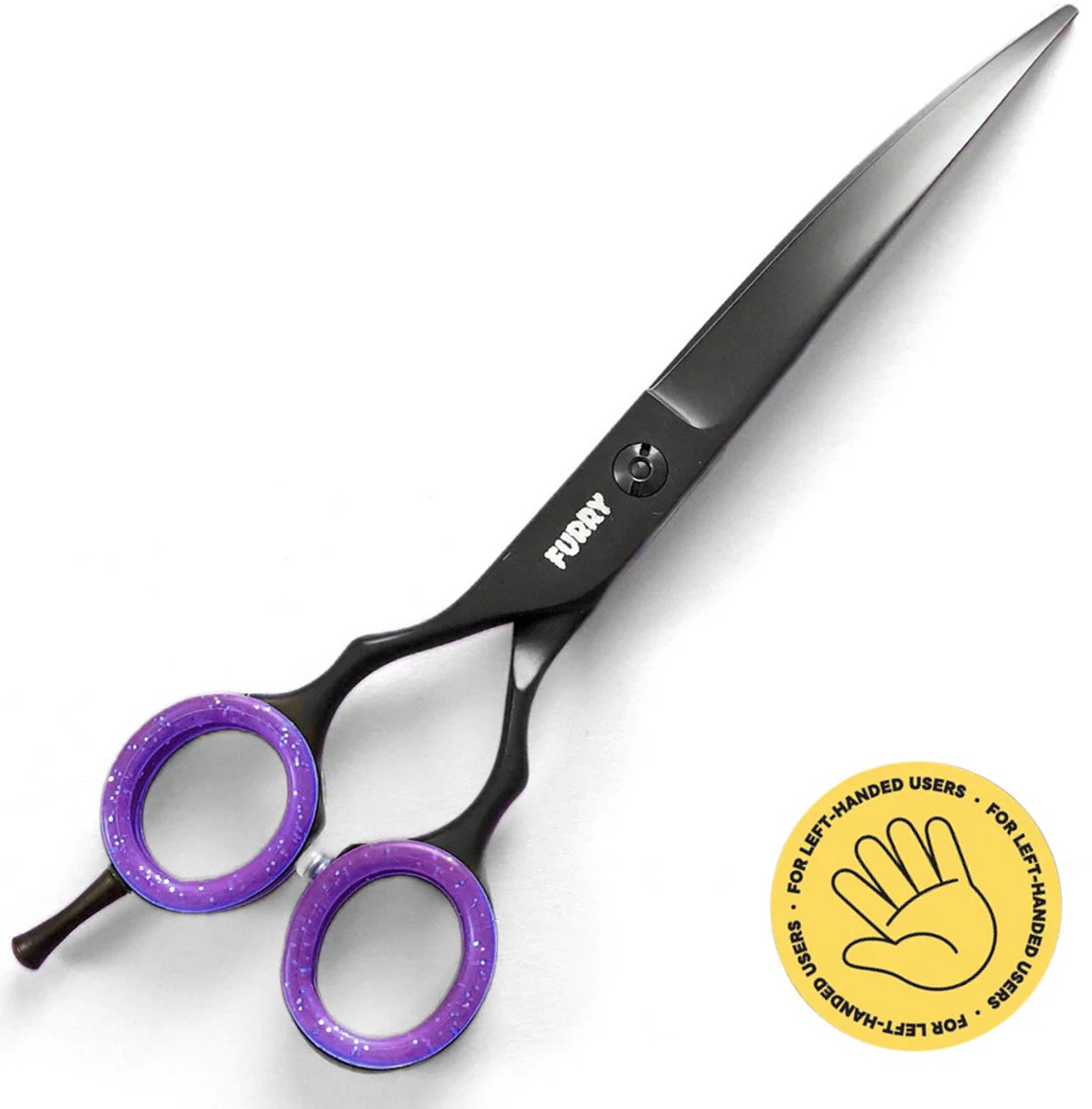 Furry Original® Gebogen Hondenschaar Linkshandig - Professionele Trimschaar Voor Honden - Ogen, Poten & Snuit - Extra Scherpe Linkshandige Schaar - 17.5 Cm - Hondentrimmen - RVS 4CR Trimscharen