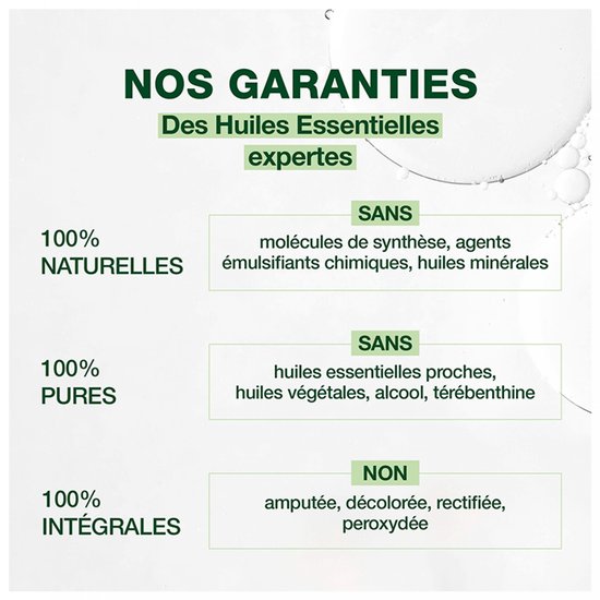 NOS GARANTIES: 100% natuurlijke, pure en integrale etherische oliën.