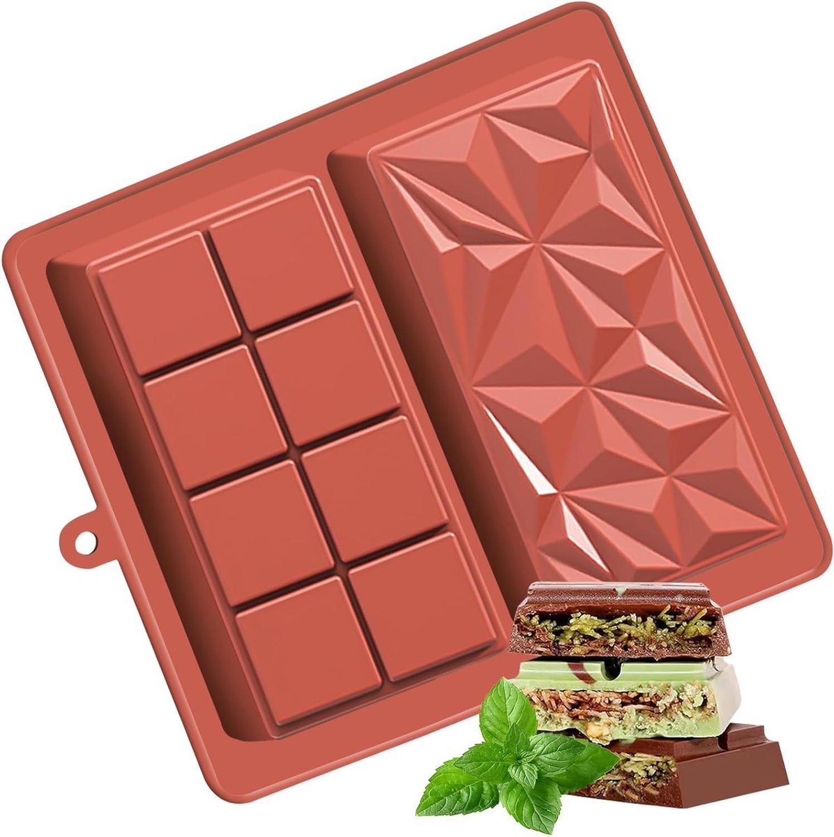 Siliconen vorm voor chocolade met vulling en repen - DIY snacks - pistachechocolade - 3,5 cm