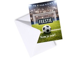 Uitnodiging kinderfeestje - Uitnodiging feestje Jongen - Uitnodigingskaarten set 8 stuks met enveloppen - Voetbal - Gratis Verzonden
