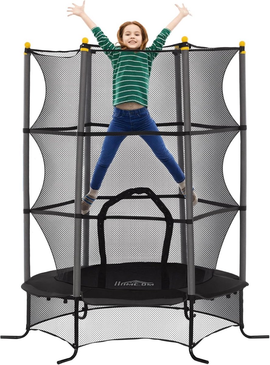 Kindertrampoline Ø 1,63 m - veiligheidsnet, ritsdeur, 6 gevoerde palen, geschikt vanaf 3 jaar