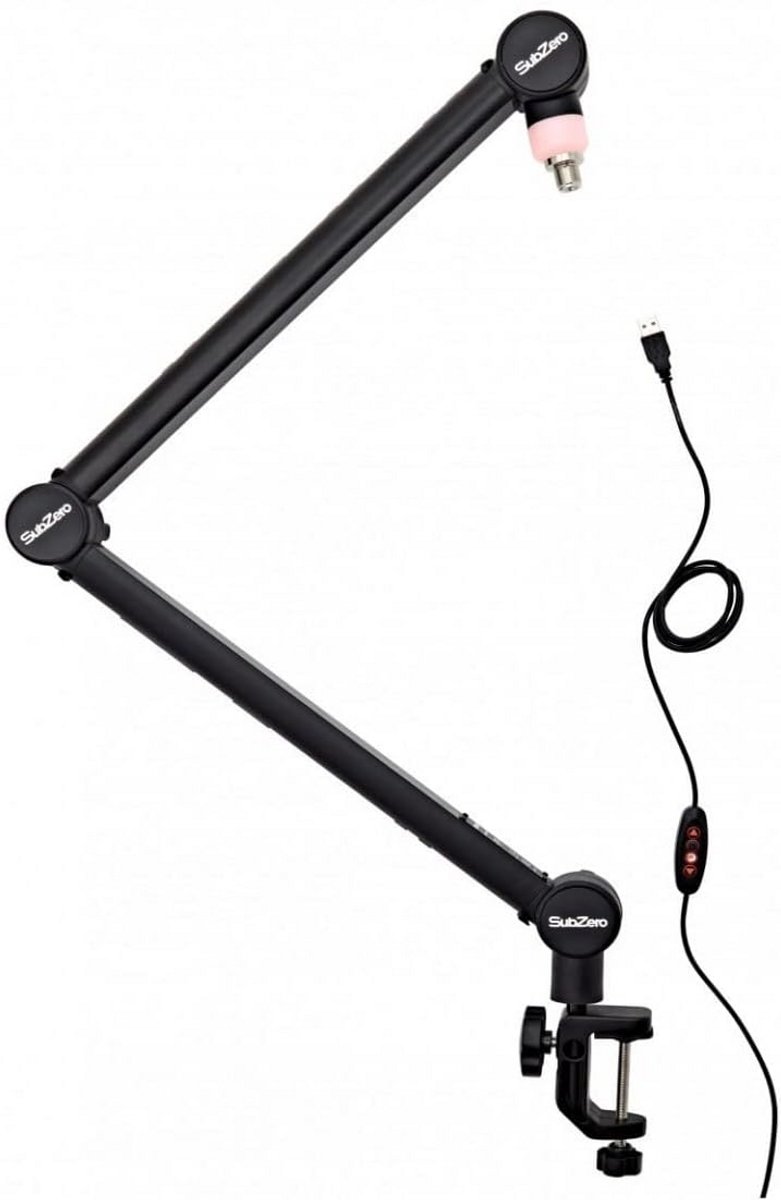 Studio Microfoonarm met LED Verlichting en Dubbele Montageoptie