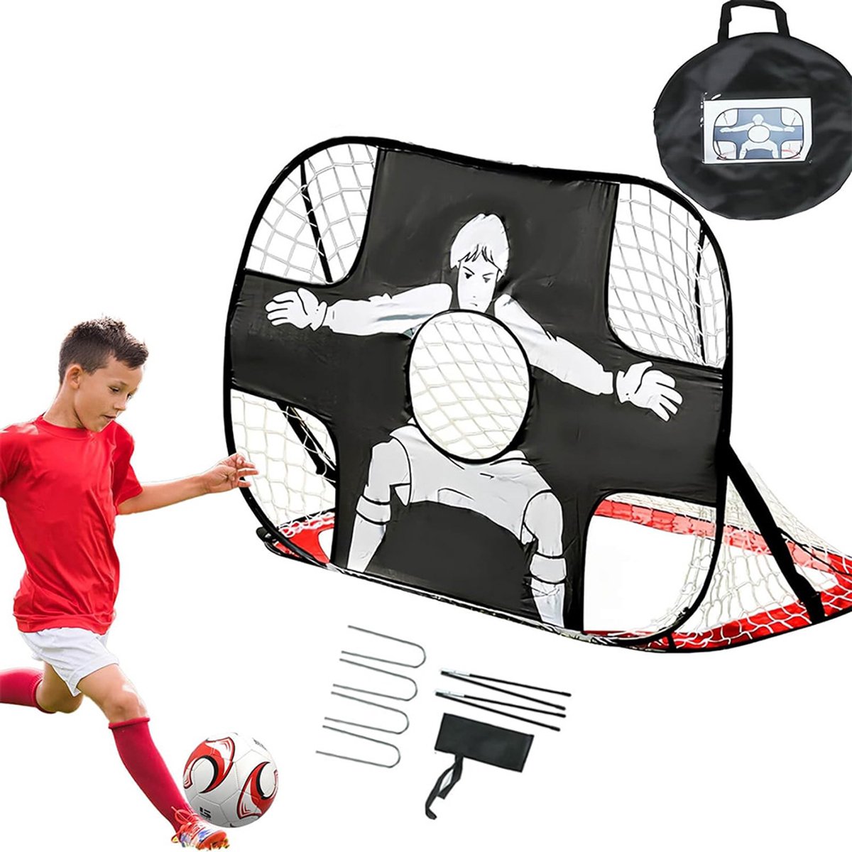 Opvouwbaar Voetbaldoel - Draagbaar Voetbalnet voor Binnen en Buiten - Gebruikt voor Training in Schietnauwkeurigheid - Geschikt voor Kinderen