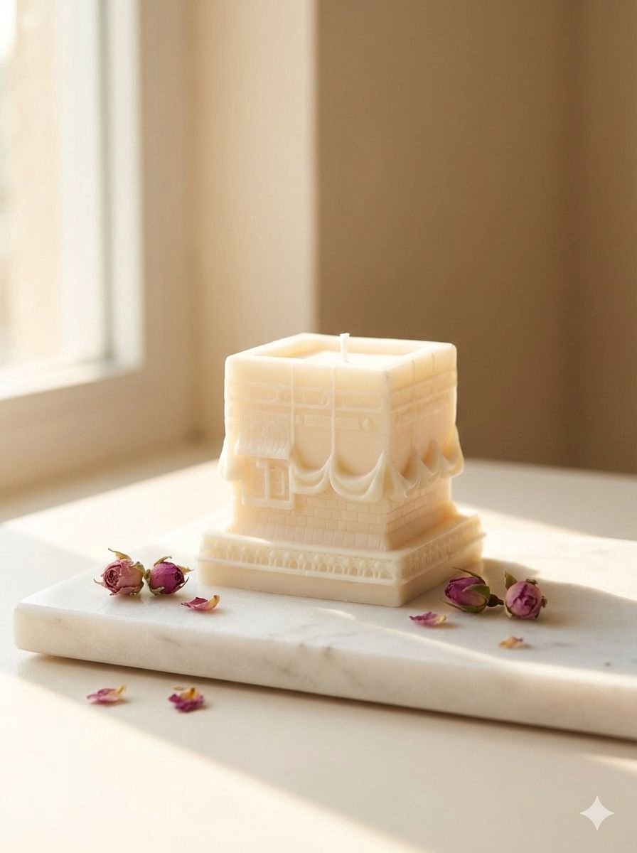 Lumen and Lux Candles Kabe kaars - Handgemaakte Soja was kaars - Elegant Architectuur Design - Duurzaam & Geurloos - Decoratieve kaars 3 stuks crème / Ivoor