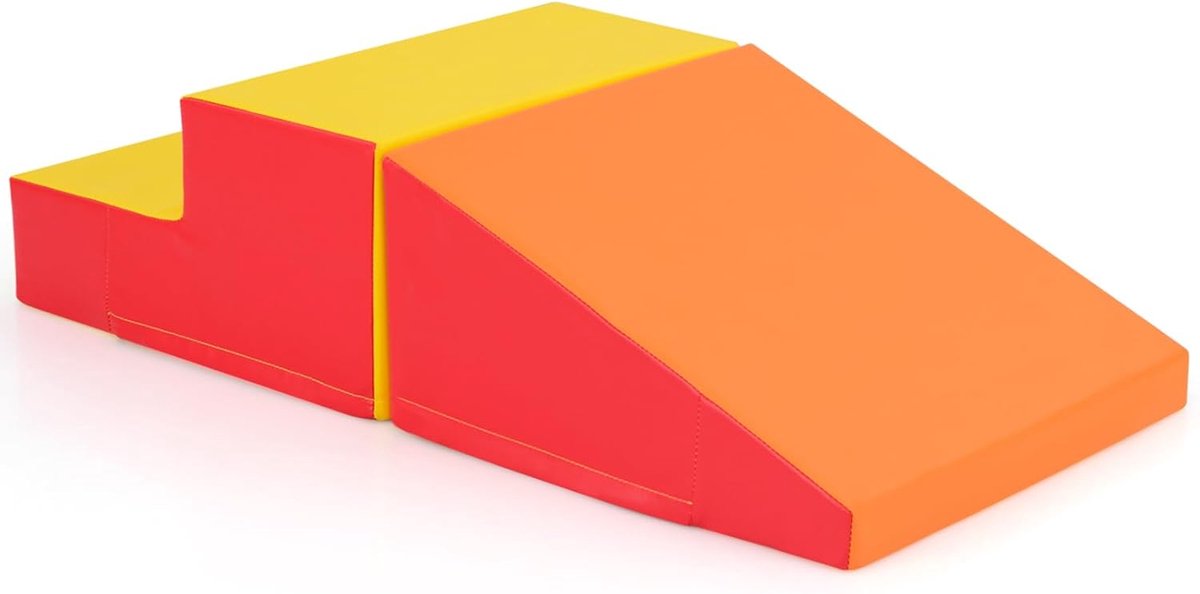 KOMFOTTEU 2 delig Schuimblokken - van kunstleer en schuim - Soft Play Foam Blokken - Reuze Bouwblokken - Montessori-klimblokken - voor kinderen
