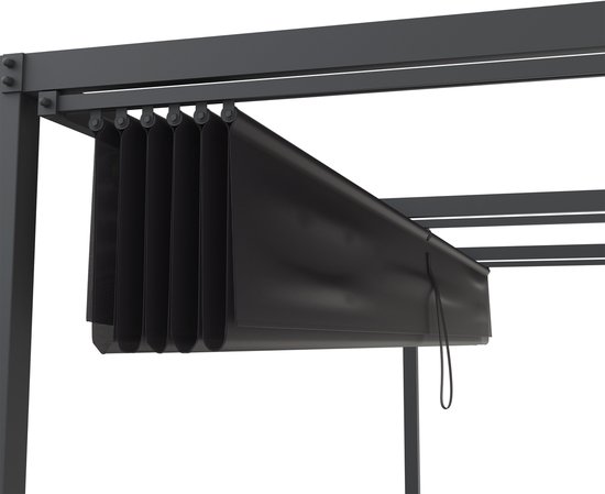 Pergola 3x3 m met Schuifdak – Stalen Terrasoverkapping Spatwaterbestendig & UV-Bestendig – Tuinpaviljoen Buiten – Zwart