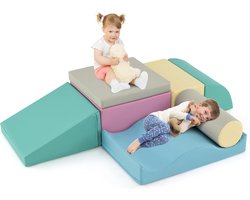 KOMFOTTEU 7 delig Schuimblokken - van kunstleer - Soft Play Foam Blokken - Reuze Bouwblokken - Montessori-klimblokken - voor kinderen