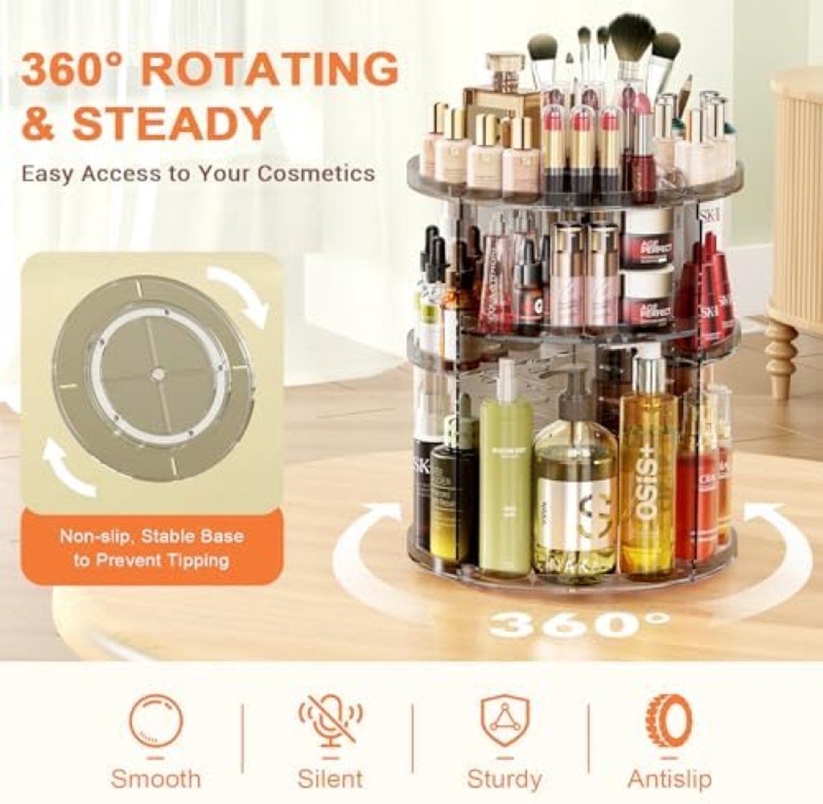 Draaibare Cosmetica Organizer met 9 Verstelbare Lagen
