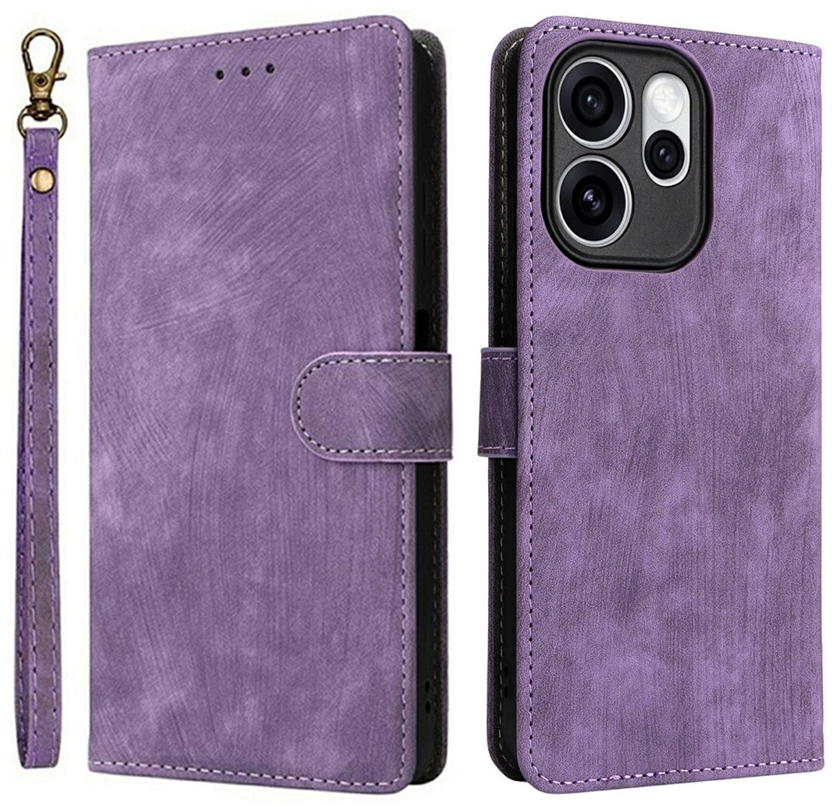 Coverup Hoesje - Geschikt voor OPPO Reno15 Pro Hoesje - Coverup Book Case met Koord - Paars