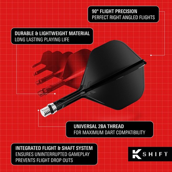 Target K-Shift Black NO2 - Dart Flights van Merkloos — afbeelding 3