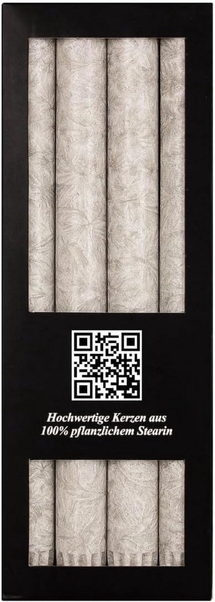 Set van 4 Gekleurde Stearin Staafkaarsen 25 cm Hoog, Taupe (22 mm Doorsnee)