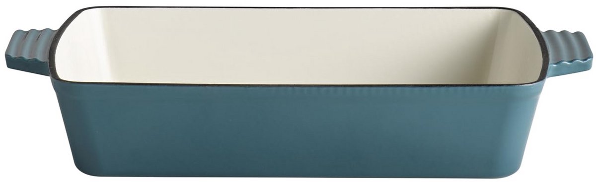 Gietijzeren Ovenschaal met Handvatten - Geschikt voor Inductie - 33x24 cm - 3.5L - Turquoise