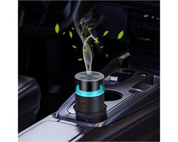 Ynkkvre -Auto-diffuser met automatische start-stopfunctie, draagbare luchtbevochtiger, op batterijen werkende etherische olie-diffuser omgevingslicht voor auto, huis, kantoor en reizen (zwart)