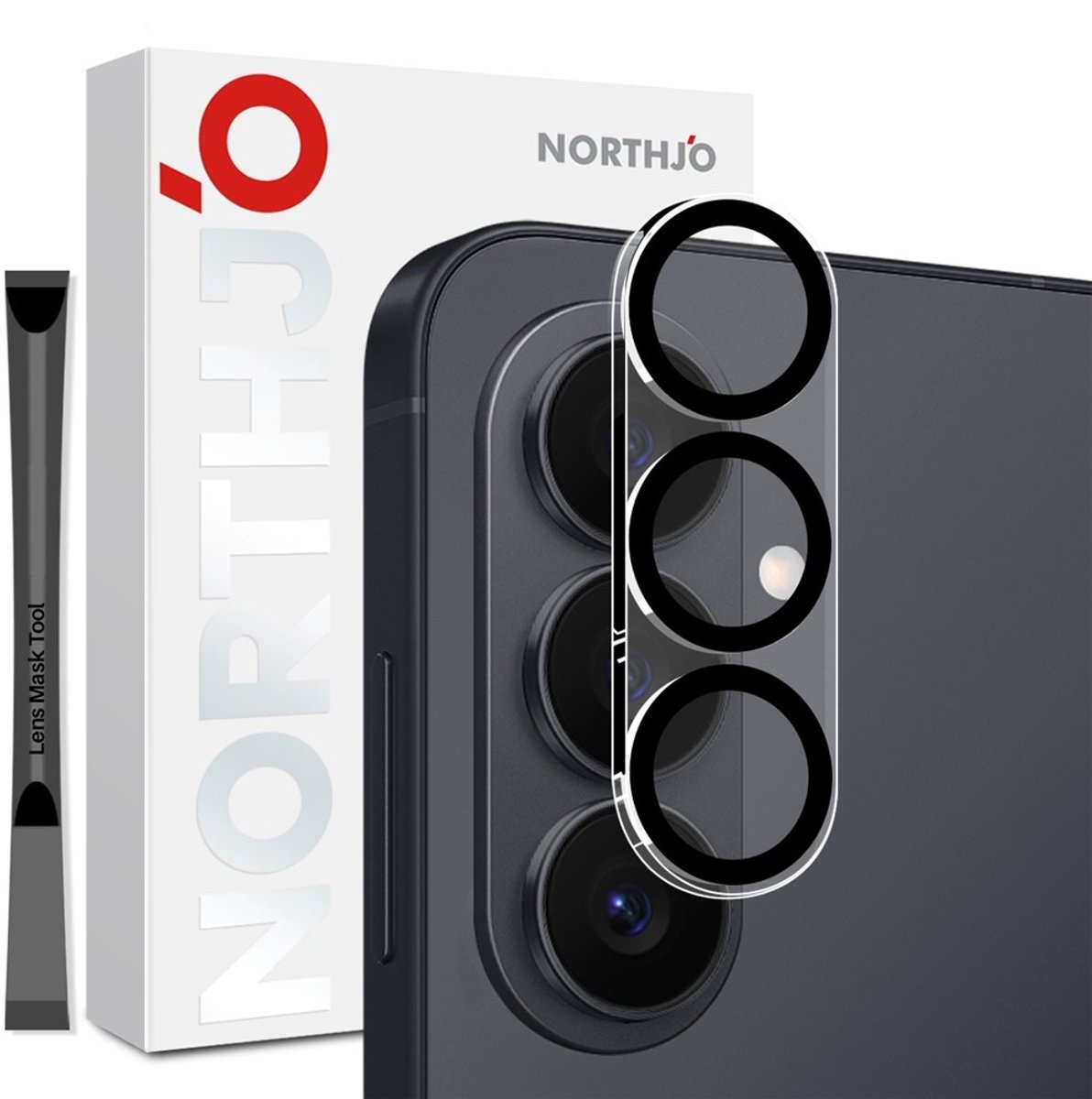 NORTHJO Camera Lens Protector - Geschikt voor Samsung Galaxy S26 Camera Lens Protector - NORTHJO 9H Tempered Glass - Zwart