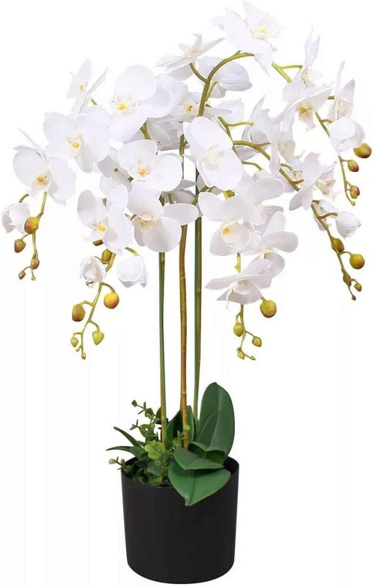 Realistische Kunstorchidee in Pot - 85 cm - Wit