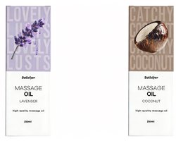 Satisfyer relaxing duo intieme massage olie 2x250 ml – lavender & coconut – voor ontspannende en sensuele massages – koppel cadeau – relatie geschenken