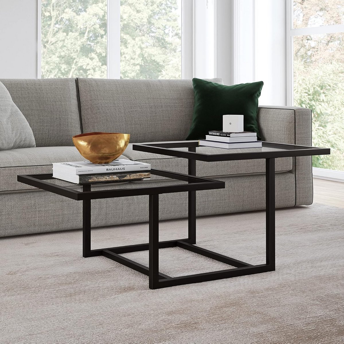 Vierkante Salontafel Zwart Brons 43 Inch - Moderne Bijzettafel Woonkamer