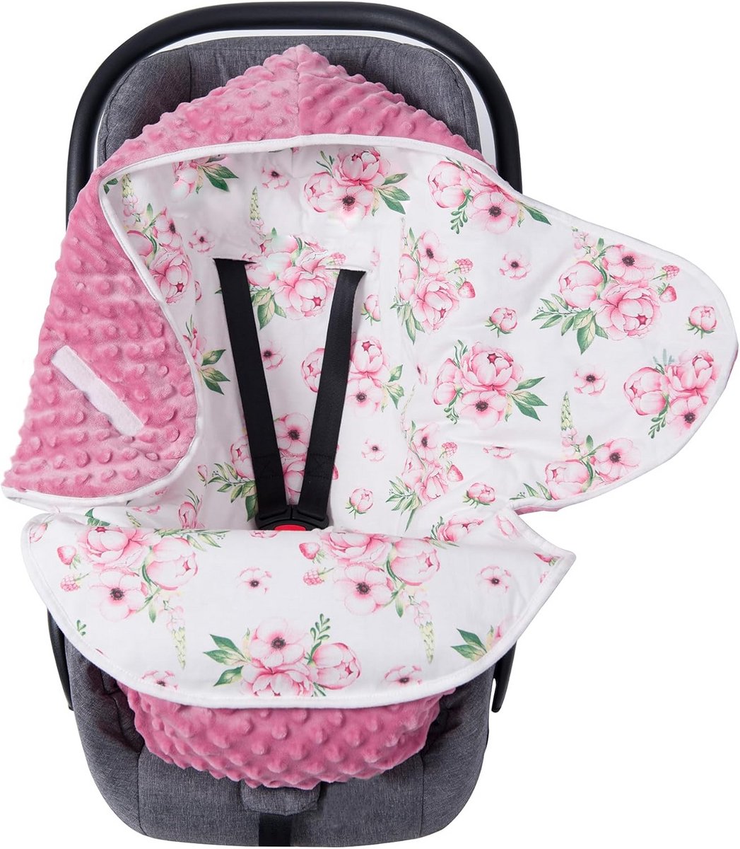 Universele Wikkeldeken voor Baby: Voetenzak voor Kinderwagen, Autostoel & Buggy (3-12 Maanden, Roze Bloemen)