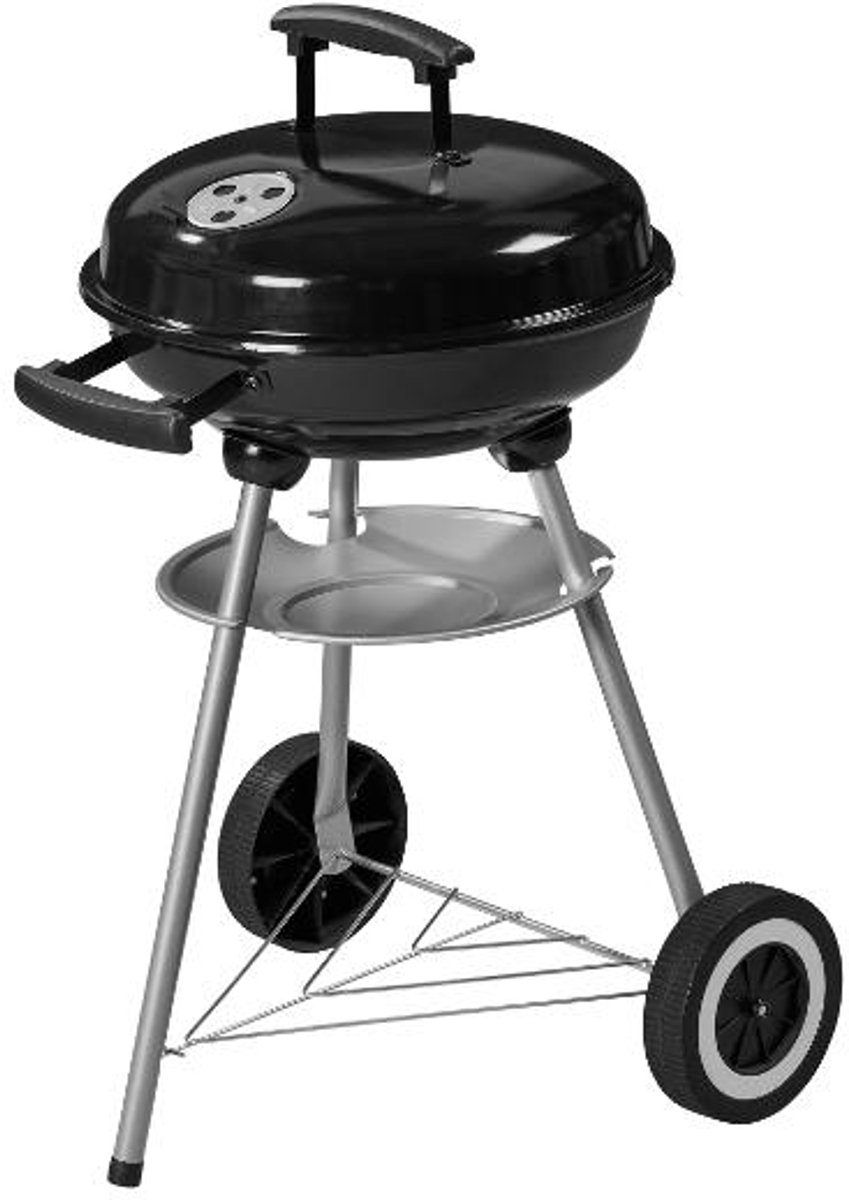 Houtskool BBQ -Goliving Houtskool Barbecue - Ø34cm - Inclusief Accessoires - Houtskoolbarbecues op Wielen - BBQ met Deksel - Rond - - Zwart - Metaal