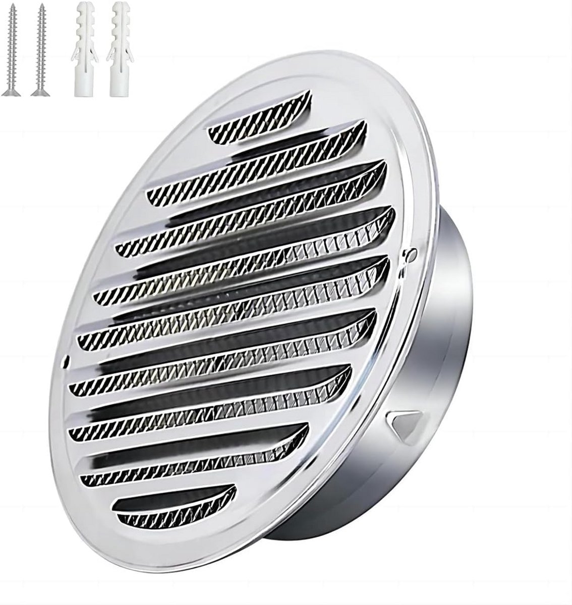 Ronde Ventilatierooster RVS 80mm met Insectengaas - Afzuiging voor Keuken en Badkamer