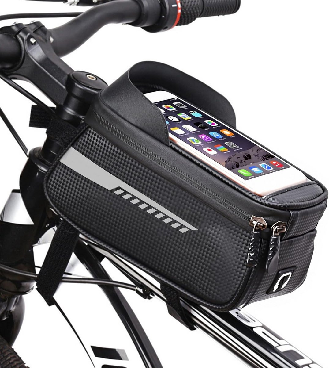 Waterdichte Fietstas voor Frame (Bovenbuis) met Gevoelig Touchscreen & Zonneklep - Geschikt tot 6.5 Inch Telefoons