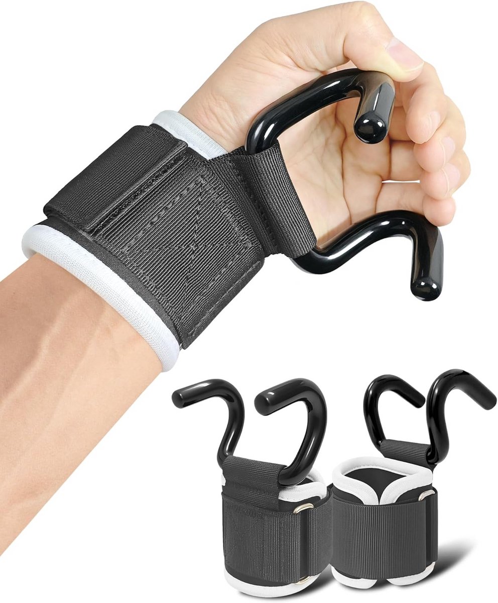 Set Gewichthefhaken voor Deadlifts & Pull Ups - Sterke Haken met Polssteun en Antislip Grip