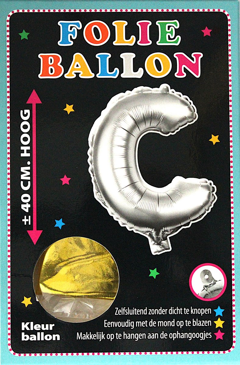 Folieballon - C - Letter Goud - 40cm - Folie - Ballon - Zelfsluitend - Eenvoudig Met Mond Opblazen - Ophangoogjes - Touche Cards