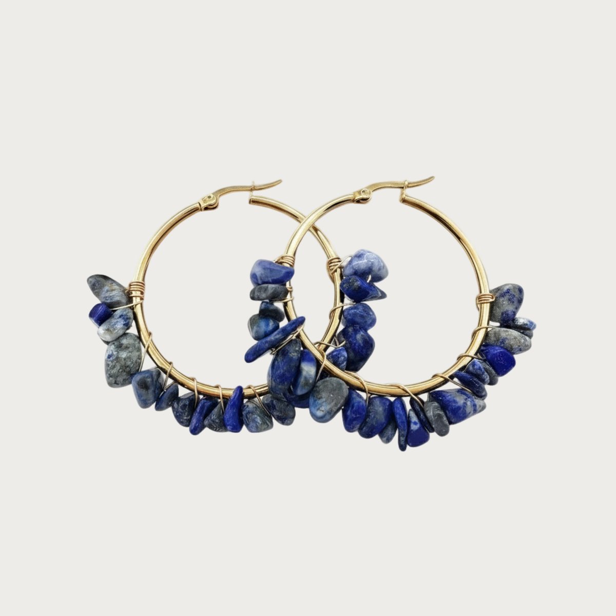 Lapis Lazuli - Natuursteen - Oorbellen - Stainless Steel