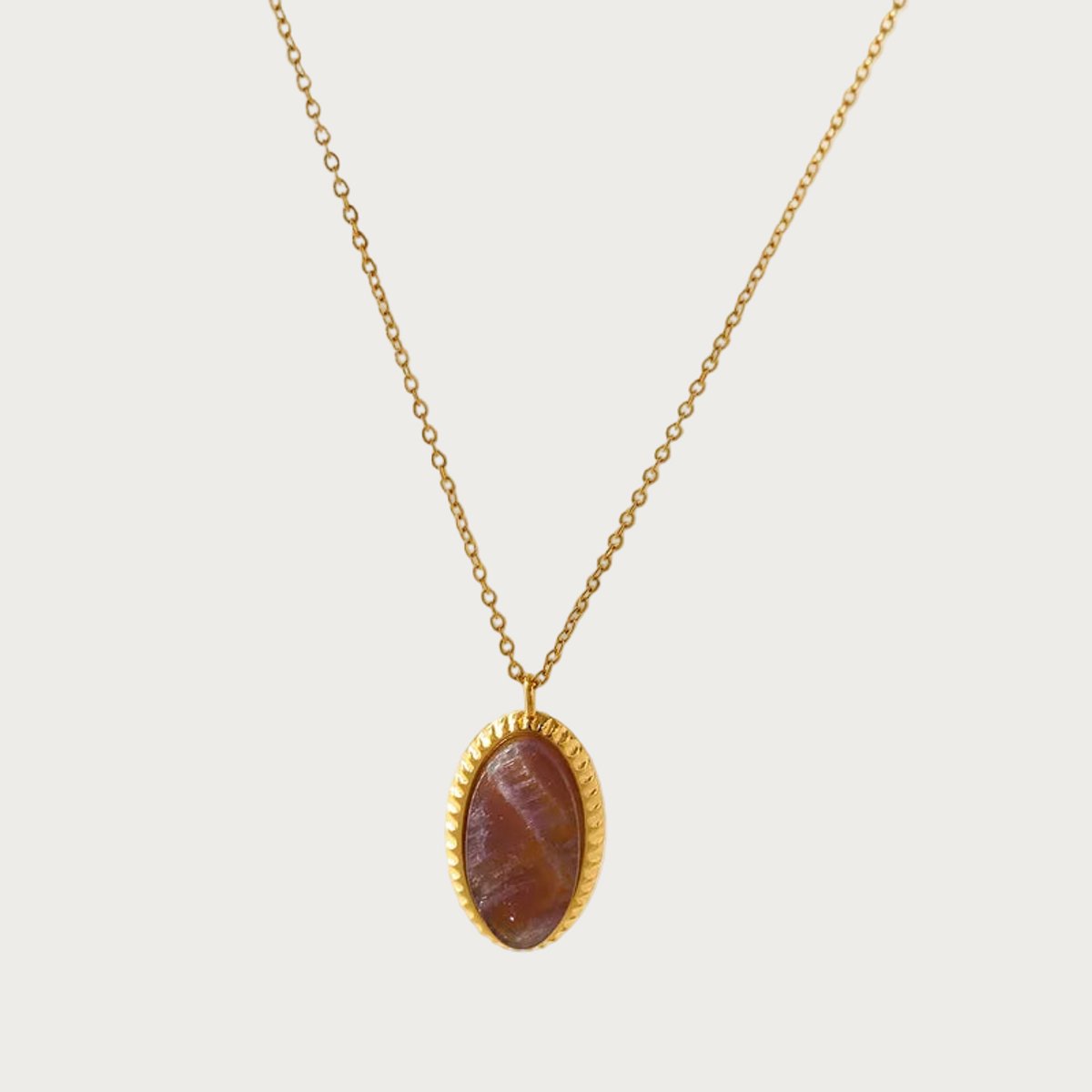 Golden Aura – Natuursteen Ketting – Stainless Steel