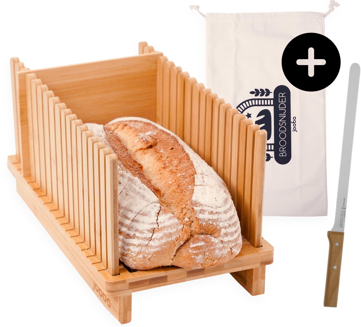 Jooba® broodsnijder hulpmiddel – Brood snijder – Broodplank hout – hulpmiddel brood snijden – Broodsnijplank – Rechte plakken – Bamboe – Vers brood – Zelf broodbakken