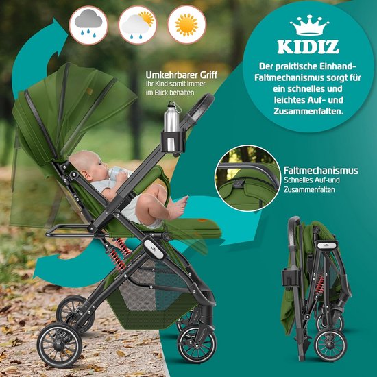 Lichte Kinderbuggy Opvouwbaar incl. Voetenzak en Regenhoes - Geschikt Vanaf Geboorte van Merkloos — afbeelding 4
